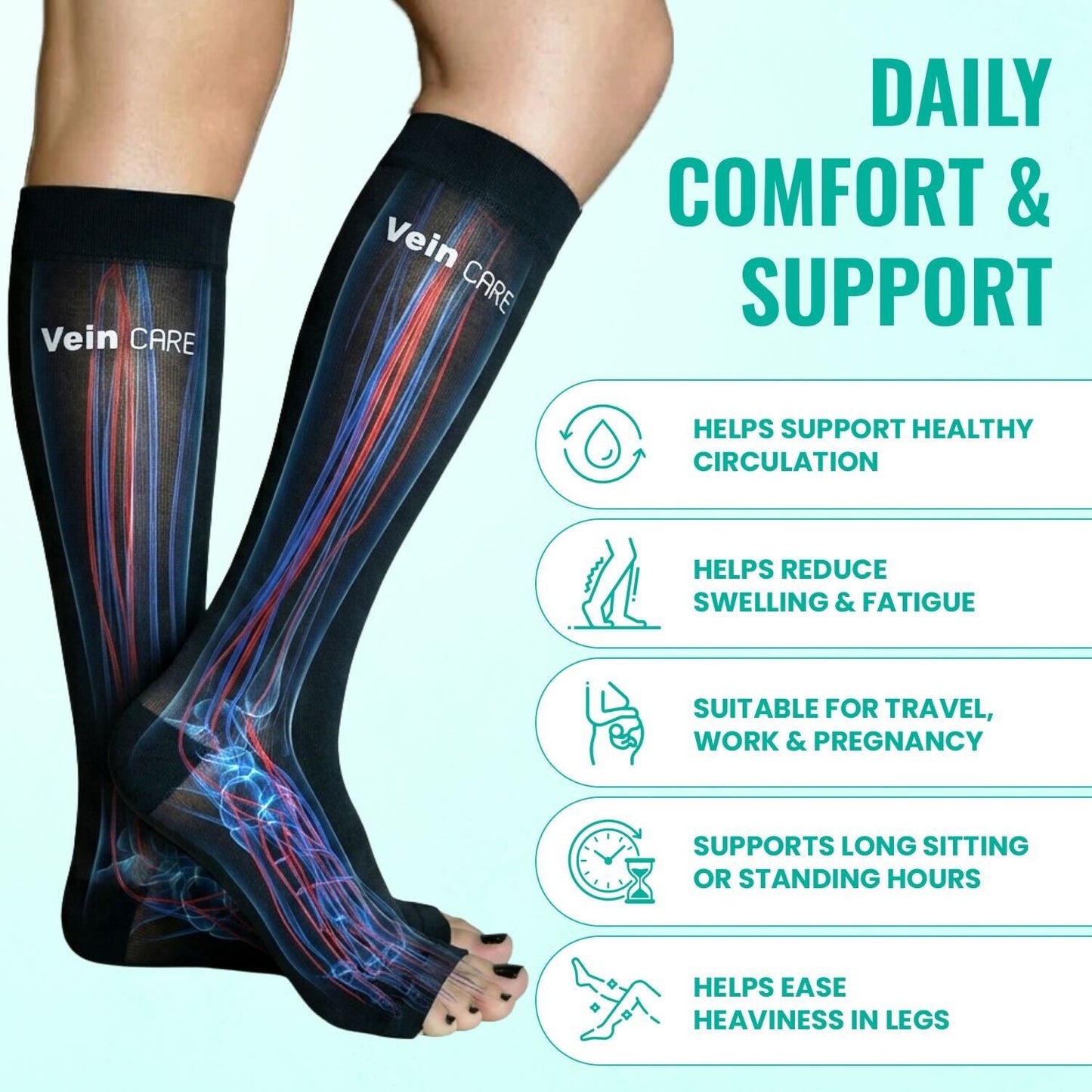 Callidora Compression Stockings for Travel & Pregnancy – Light Support, All-Day Comfort