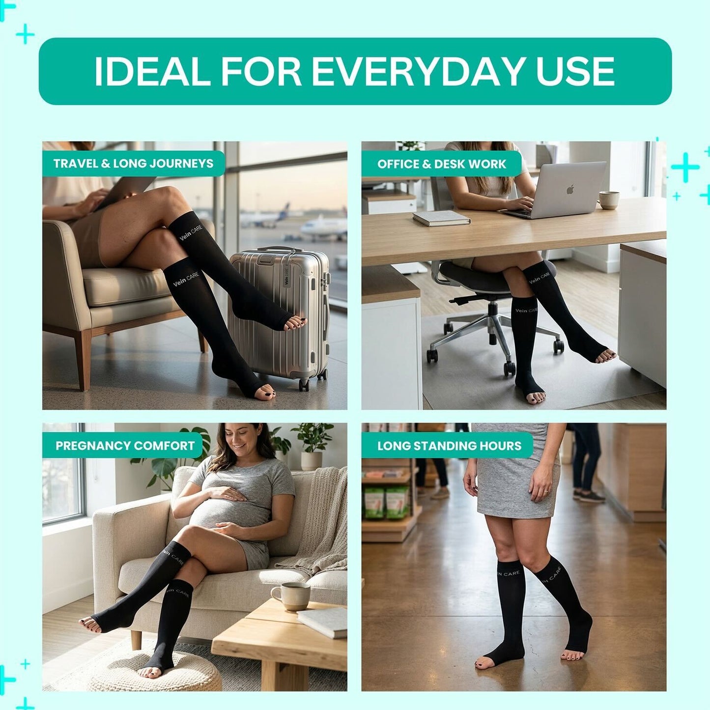 Callidora Compression Stockings for Travel & Pregnancy – Light Support, All-Day Comfort