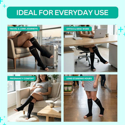 Callidora Compression Stockings for Travel & Pregnancy – Light Support, All-Day Comfort