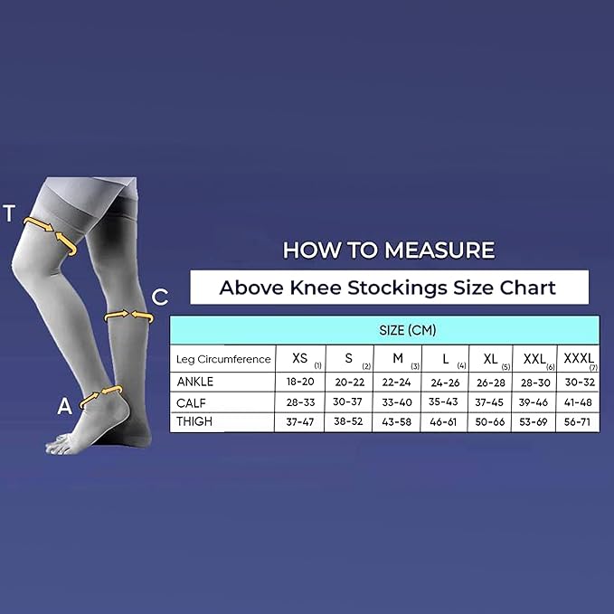 Vein CARE Above Knee Compression Stockings Class 1 for Preventive Care, 15-21 mmHg, Pair