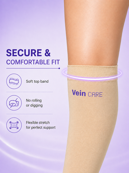 Vein CARE Below Knee Compression Stockings Class 1 for Preventive Care, 15-21 mmHg, Pair