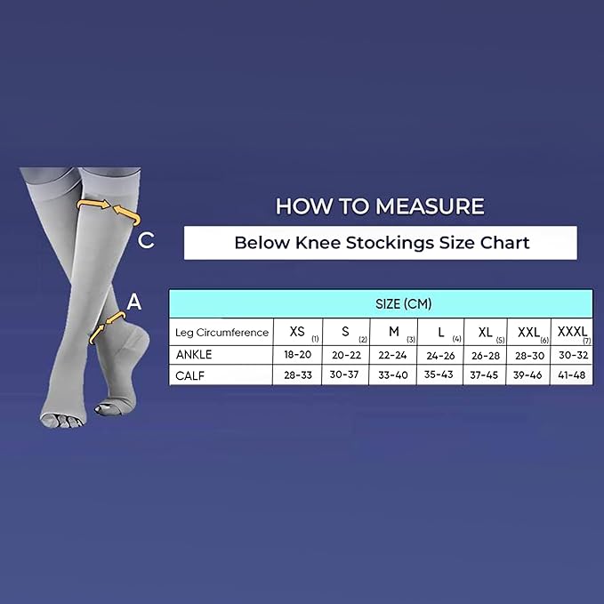 Vein CARE Below Knee Compression Stockings Class 1 for Preventive Care, 15-21 mmHg, Pair