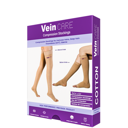 جوارب ضاغطة للعناية بالأوردة لعلاج دوالي الأوردة وتجلط الأوردة العميقة - فوق الركبة