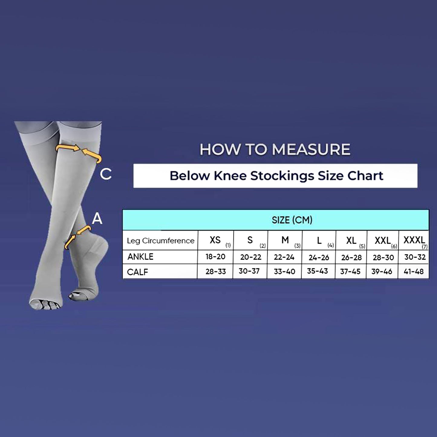 جوارب ضاغطة للعناية بالأوردة لعلاج دوالي الأوردة وتجلط الأوردة العميقة - أسفل الركبة