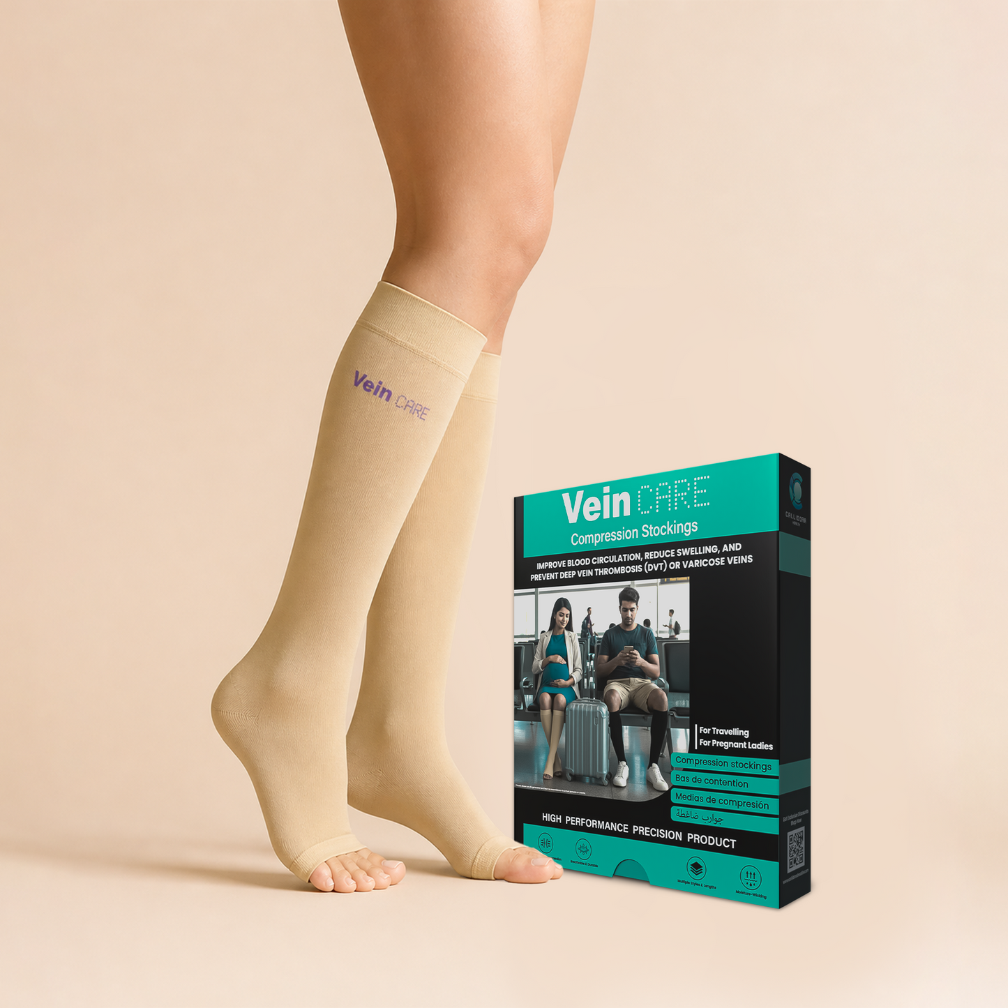 Callidora Compression Stockings for Travel & Pregnancy – Light Support, All-Day Comfort