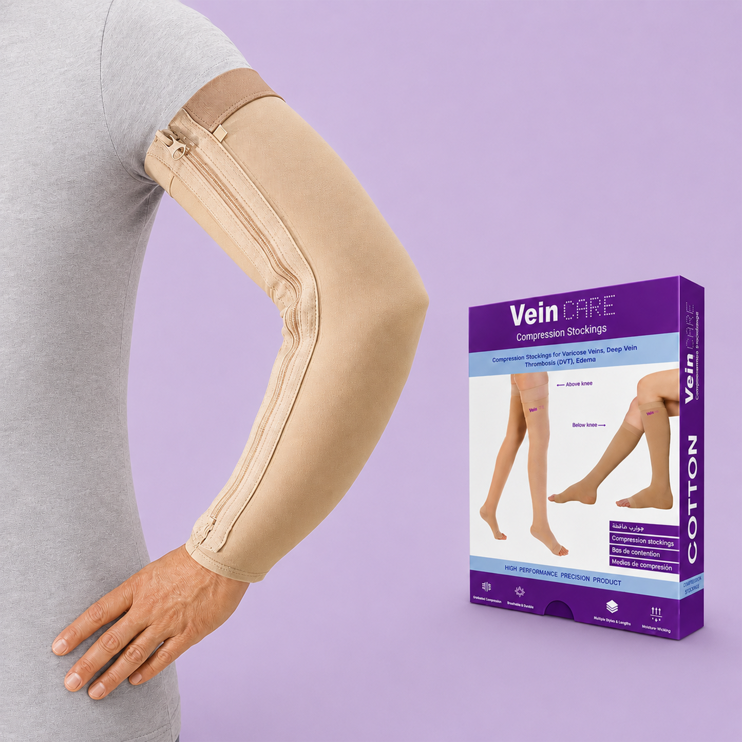 Vein CARE Compression Arm Sleeves, Support for Lymphedema