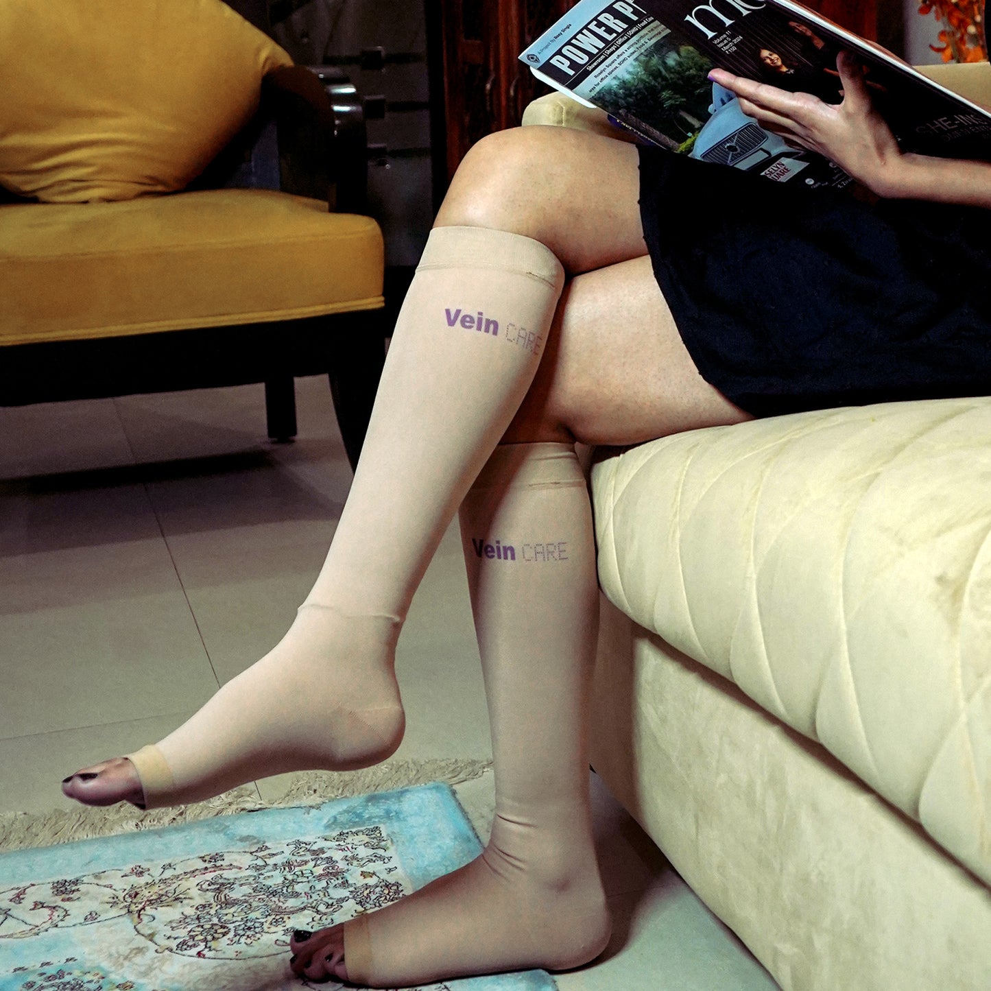 جوارب ضاغطة للعناية بالأوردة لعلاج دوالي الأوردة وتجلط الأوردة العميقة - أسفل الركبة