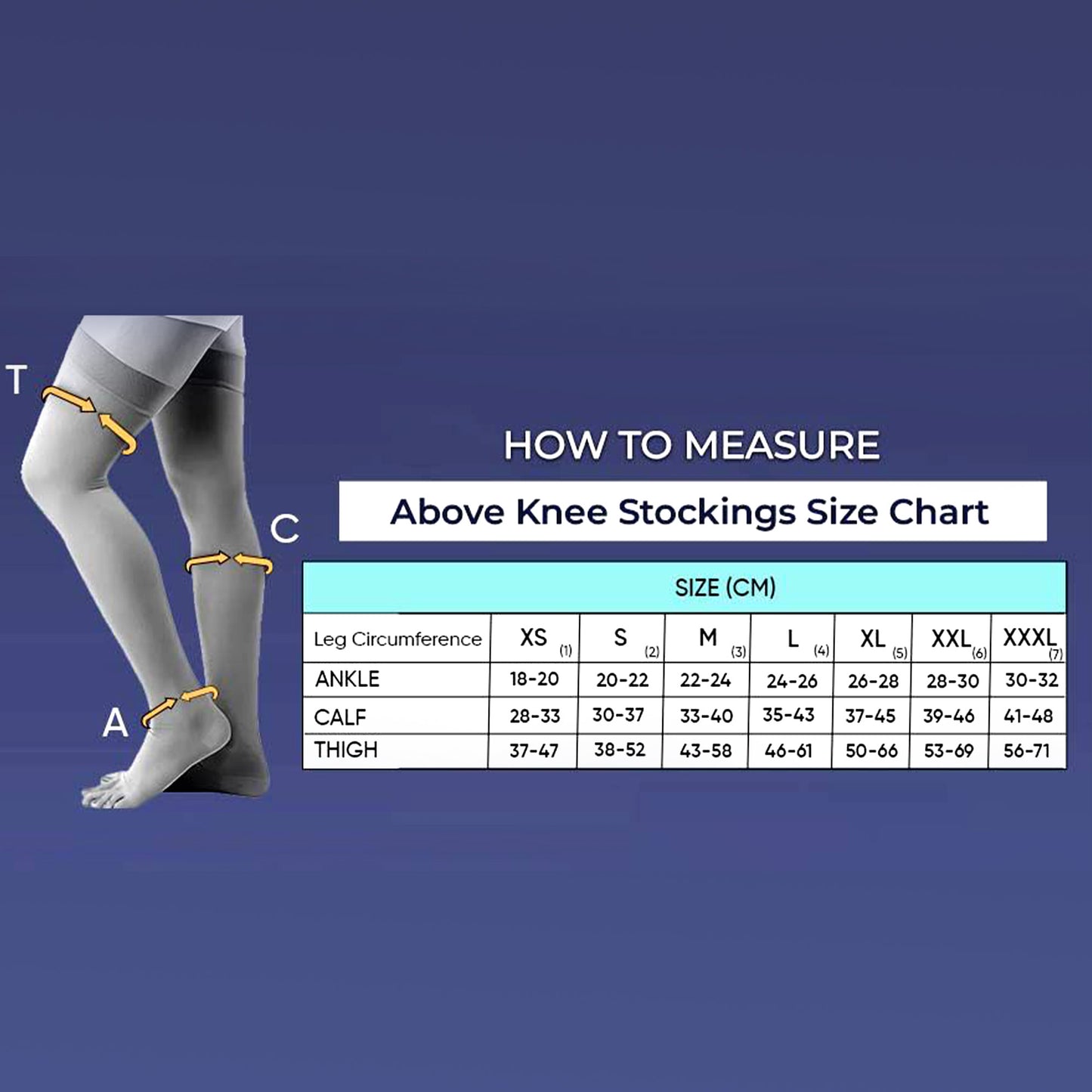 جوارب ضاغطة للعناية بالأوردة لعلاج دوالي الأوردة وتجلط الأوردة العميقة - فوق الركبة